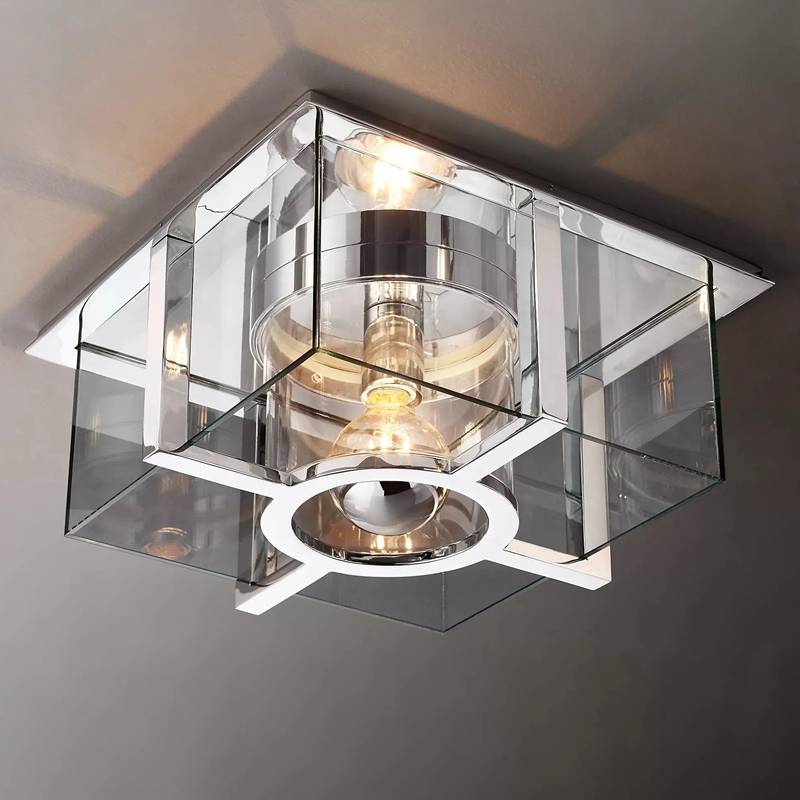Petrus Structured Glass Square Flush Mount