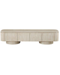 Luxury Beige Travertine TV Console with Rounded Corners & Double-Door Storage Cabinet 200cm