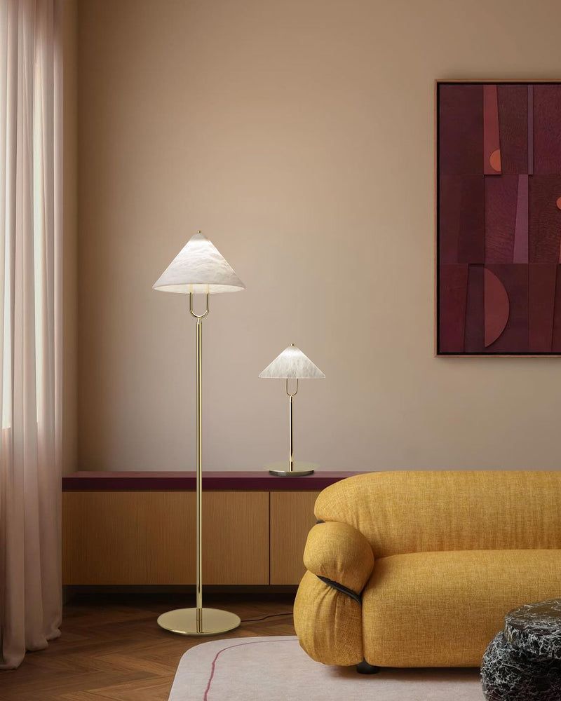 Fuji Cone Alabaster Desk Table Lamp Wide 8" for bedroom home decor