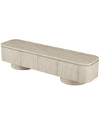 Luxury Beige Travertine TV Console with Rounded Corners & Double-Door Storage Cabinet 200cm
