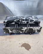Sculptural Grand Antique Marble Plinth Coffee Table with Built-In Storage Drawer