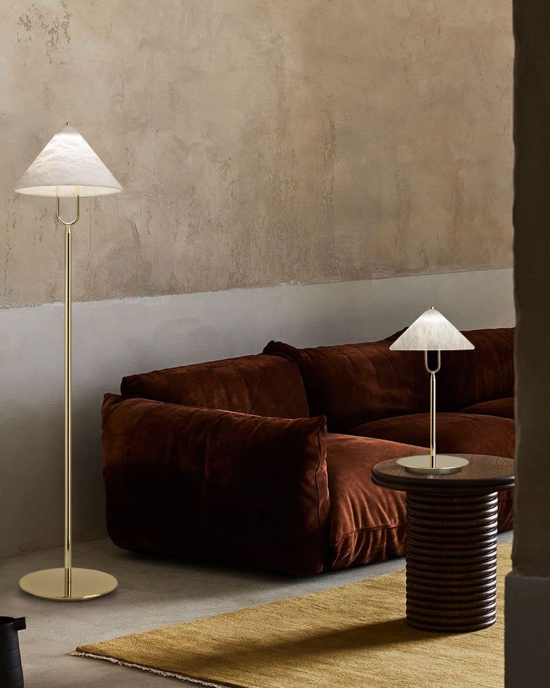 Fuji Cone Alabaster Desk Table Lamp Wide 8" for bedroom home decor