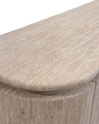 Luxury Beige Travertine TV Console with Rounded Corners & Double-Door Storage Cabinet 200cm