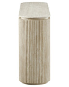 Luxury Beige Travertine Console Cabinet with Petal Edge & Double-Door Storage