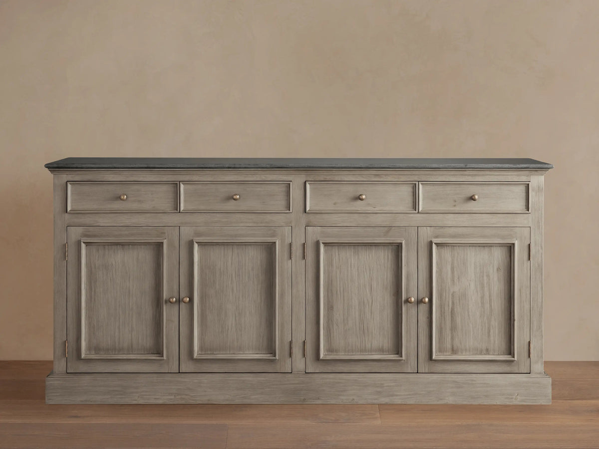 Kensington Marble Top Sideboard Pine Buffet Storage Cabinet Wood Living Room Cabinet