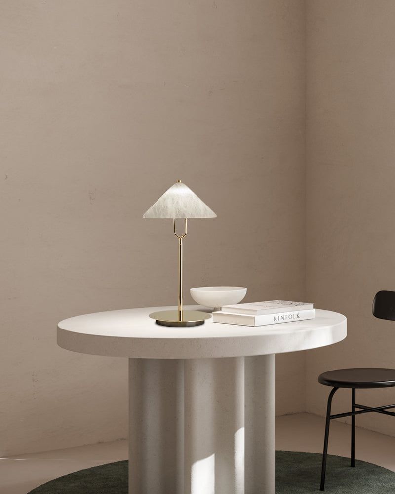 Fuji Cone Alabaster Desk Table Lamp Wide 8" for bedroom home decor