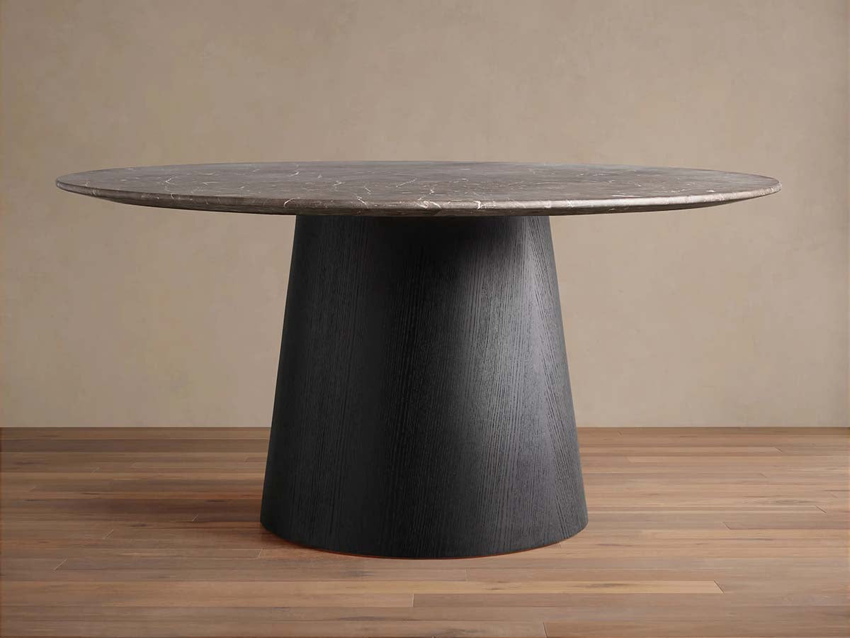 Saint Germain Round Marble Top Dining Table With Wood Toulouse Base