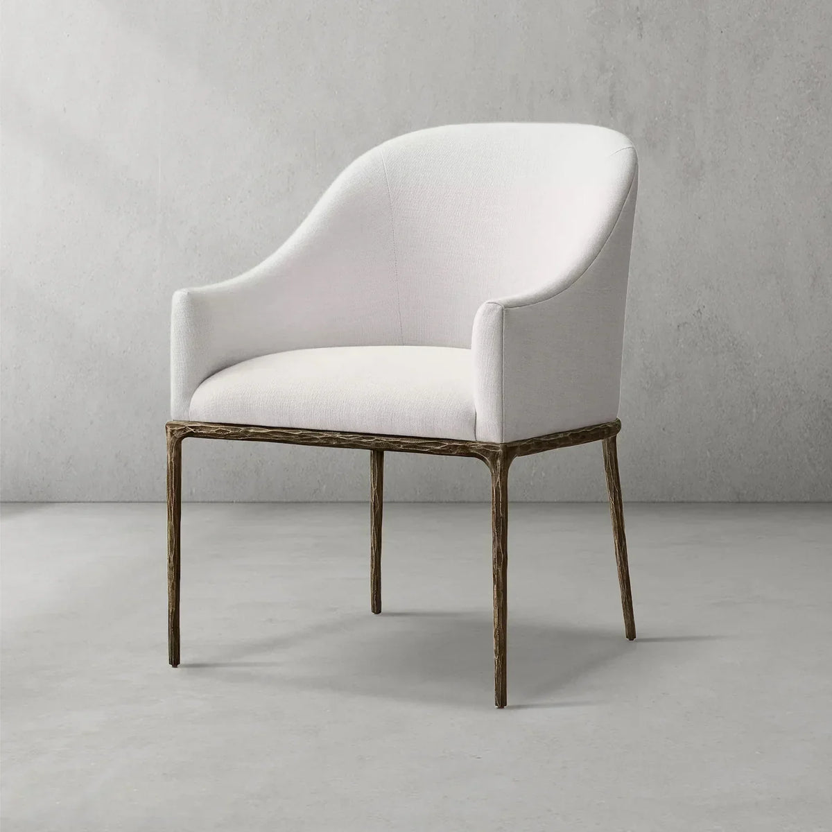 Hand-Forged Metal Slope Fabric Dining Armchair