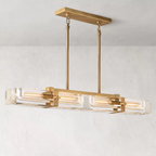 Savile Crystal Block Linear Chandelier 48"