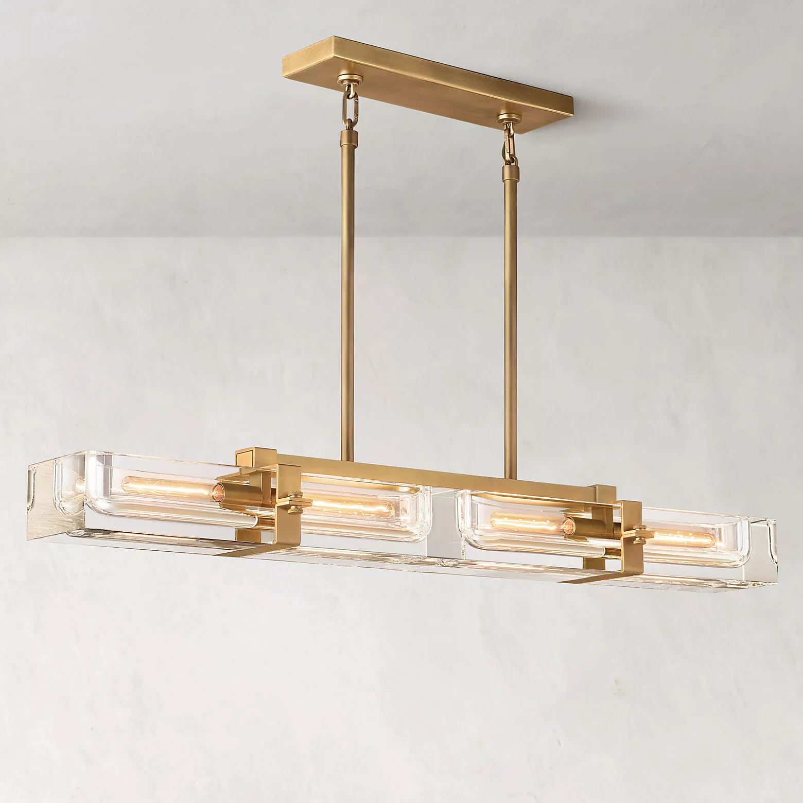 Savile Crystal Block Linear Chandelier 48"