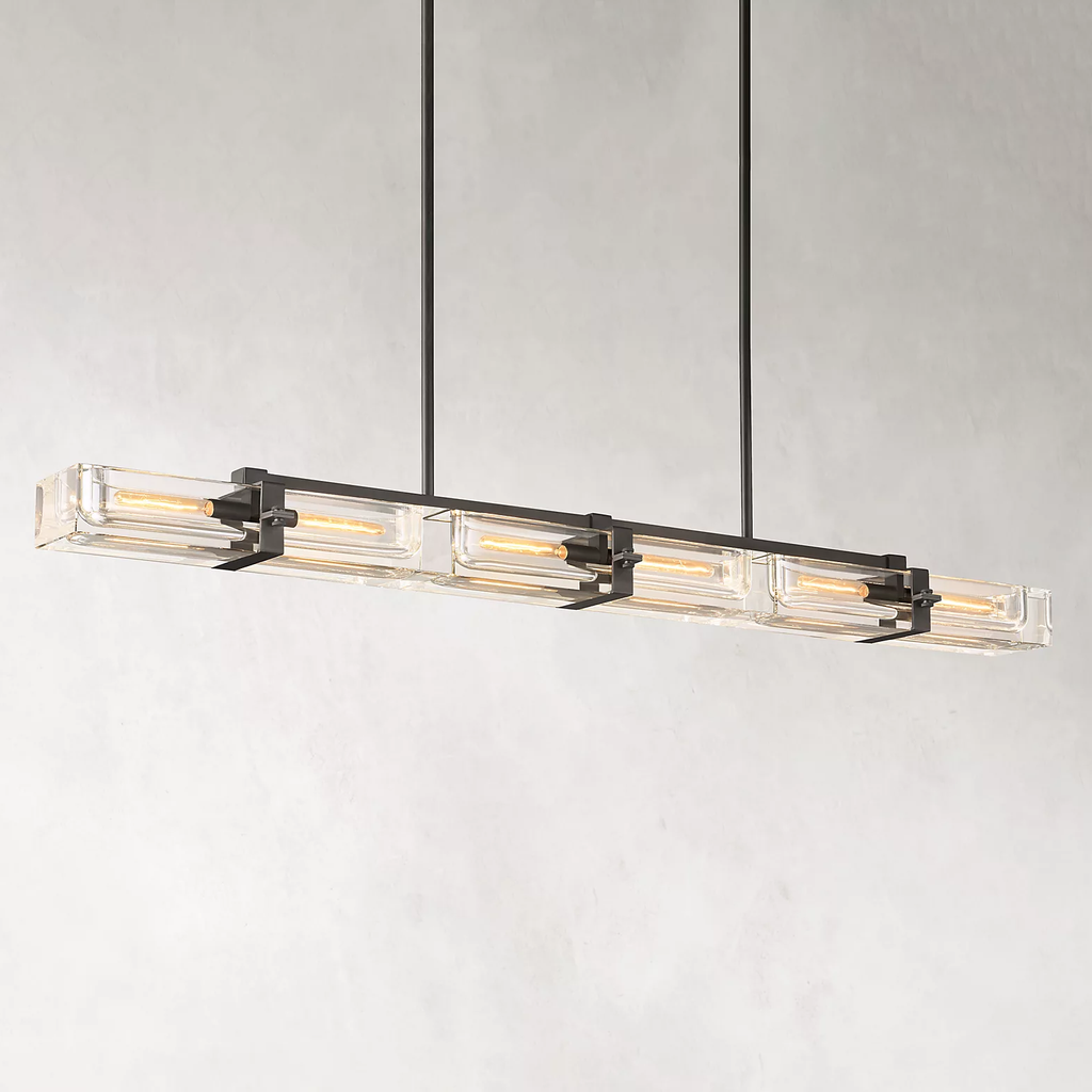 Savile Crystal Block Linear Chandelier 72"