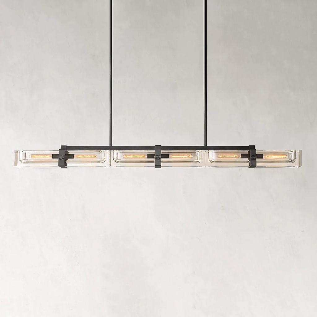 Savile Crystal Block Linear Chandelier 72"