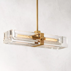 Savile Crystal Block Linear Chandelier 24"