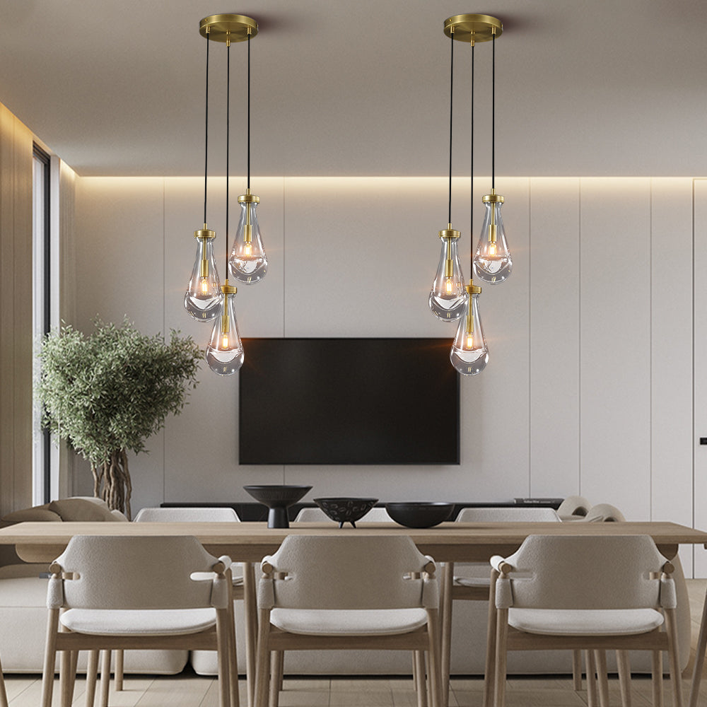 Rain Aura Glass Round Chandelier 8"