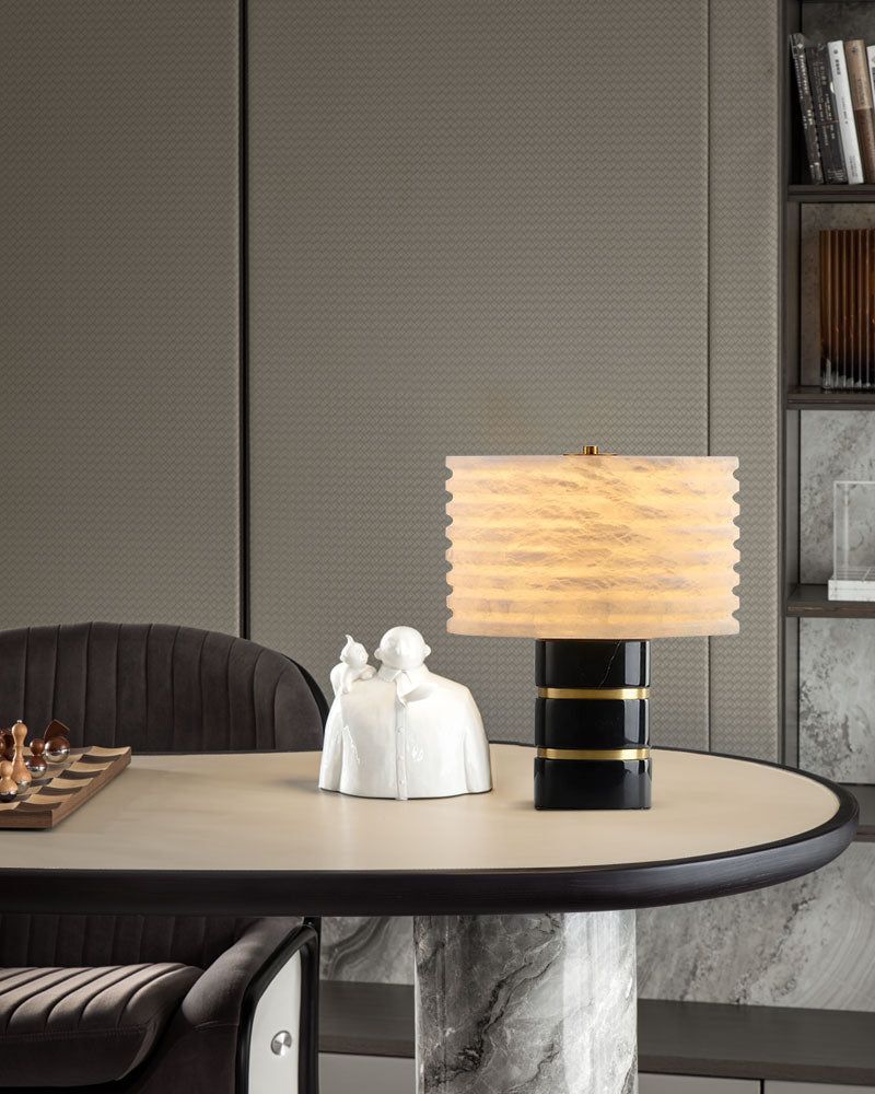 Elegant Lighting G9 Cloud Stone Alabaster Table Lamp Wide D10" & D11" 15W