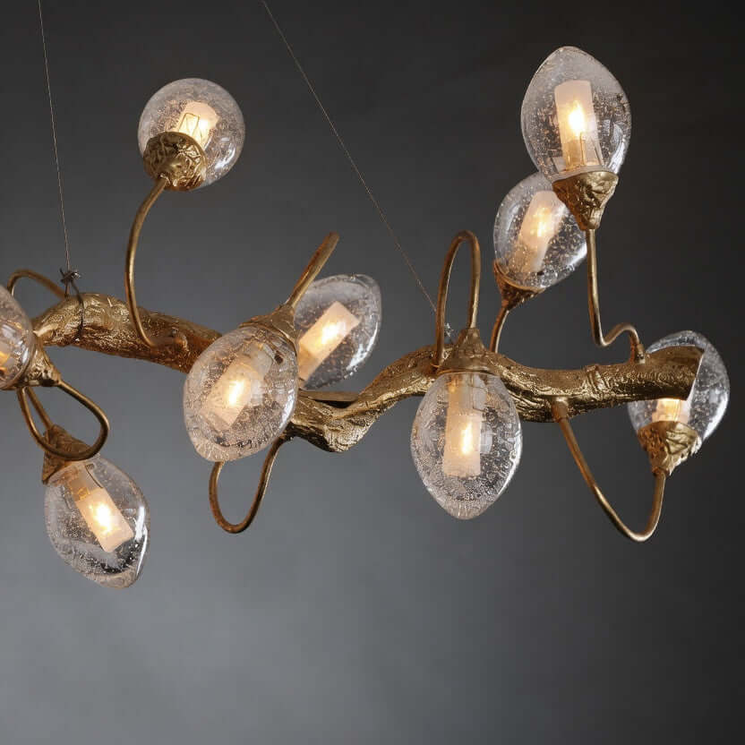 Albero brass branch chandelier in a modern dining room