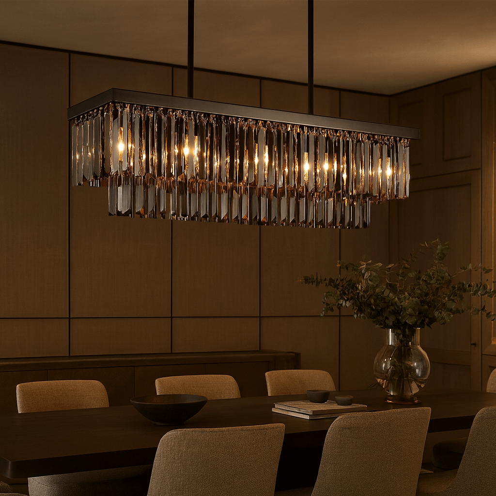 buyGio 47" Smoke Grey Crystal Dining Chandelier - Morsale
