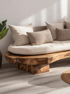 Modern Sofa With Organic Carved Base For Living Room