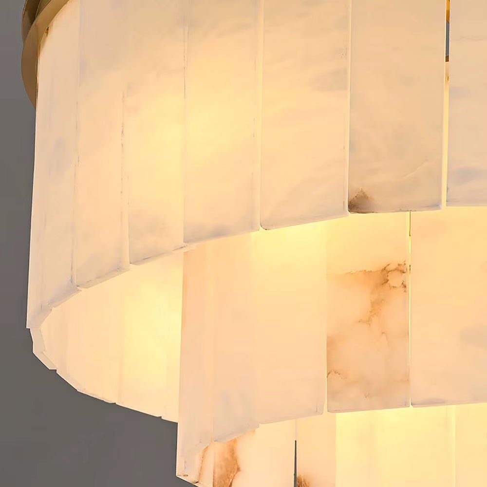 Aurora marble round chandelier side profile