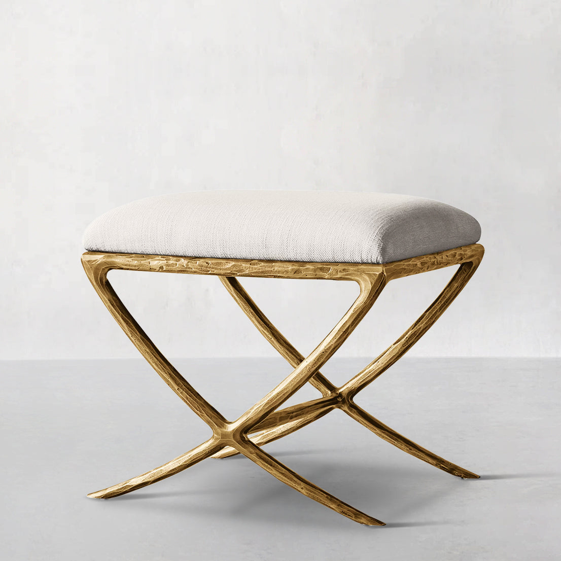 Hand-Forged Metal X-base Stool