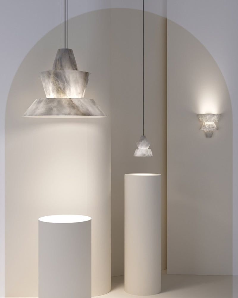 Brianna Alabaster Dining Table Pendant Modern Stacked Conical Pendant Light