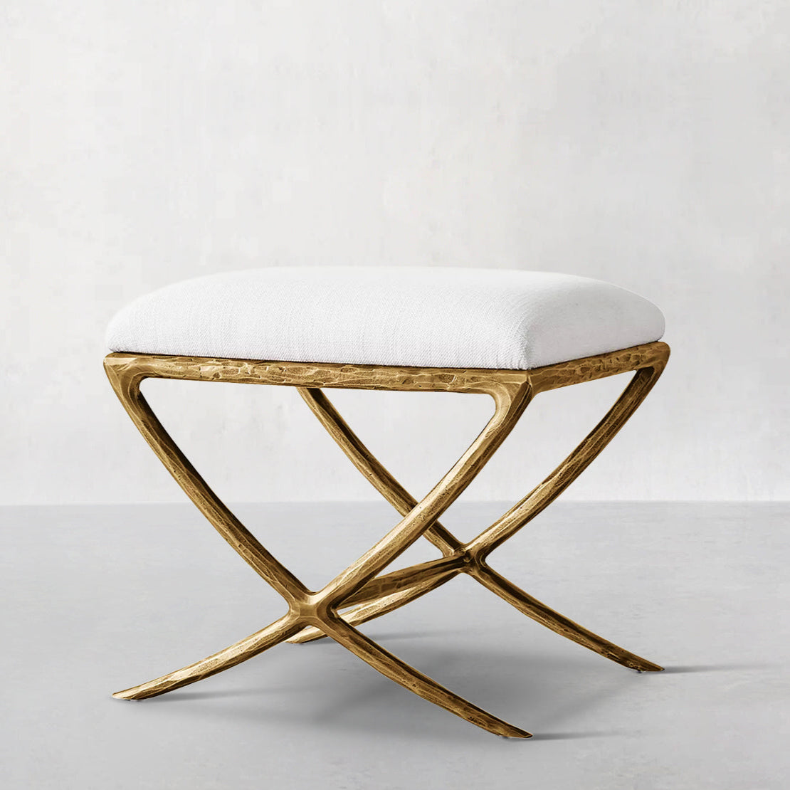 Hand-Forged Metal X-base Stool