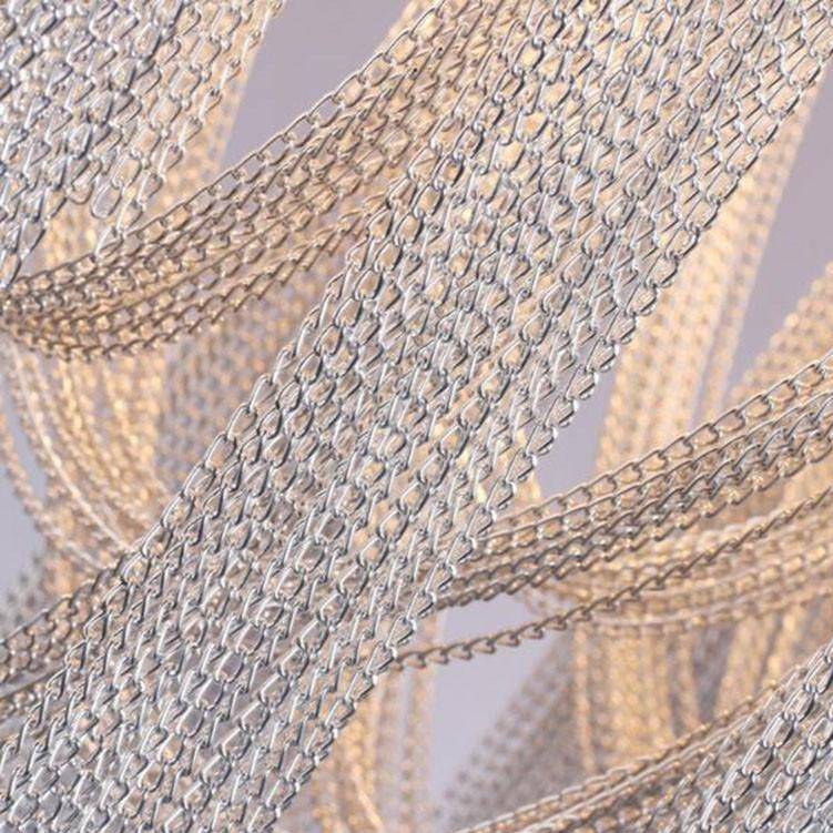 Angled view of the Cadena 47-inch tassel dining chandelier by Morsale.com showing its width and cascade depth.