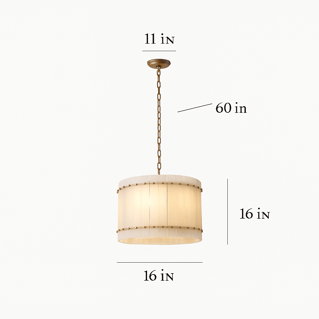 Valmont 16-inch round marble chandelier side profile