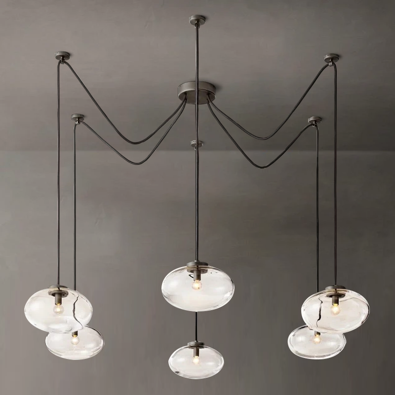 Cabrette Float Glass Suspended Chandelier 84"