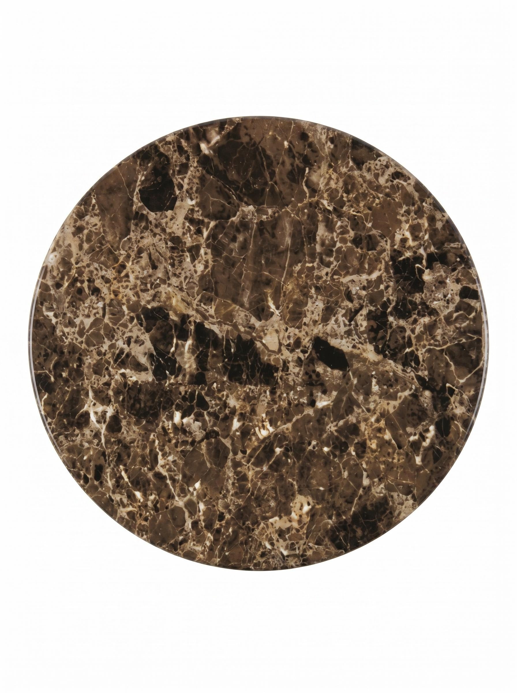 Emperador Marble Round Coffee Table with Sculptural Petal Base | Luxury Natural Stone Center Table