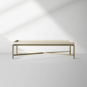 Malone Leather Top Coffee Table Modern Cocktail Table Living Room Center Tea Table with Steel Base
