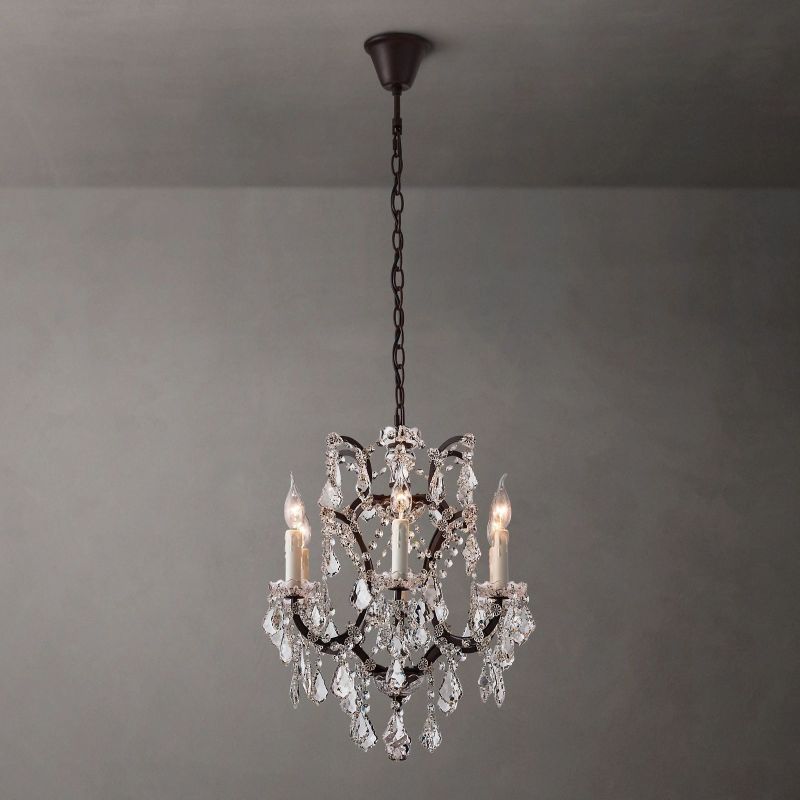 Rococo Vintage Crystal Round Chandelier 18"