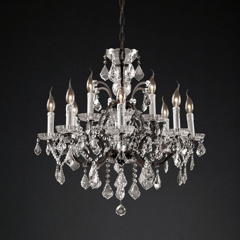 Rococo Vintage Crystal Round Chandelier 28"