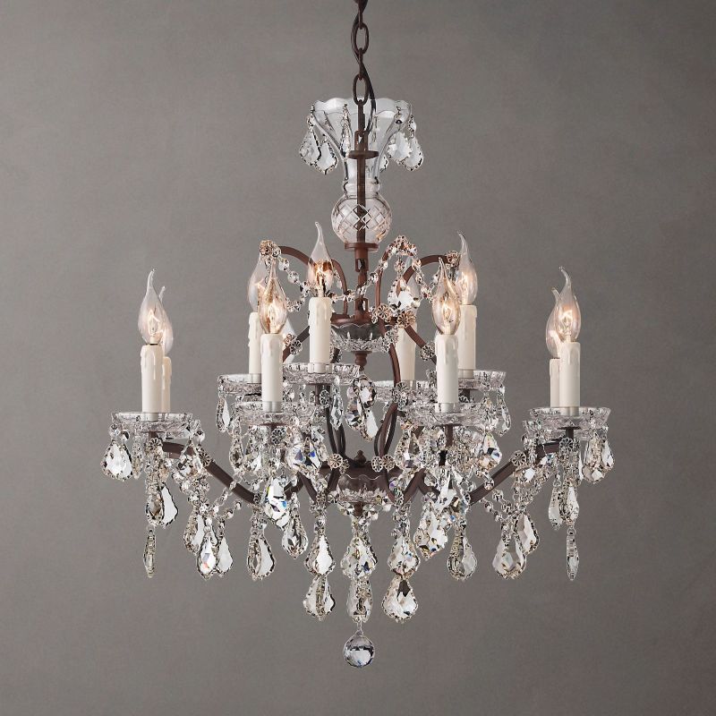 Rococo Vintage Crystal Round Chandelier 28"