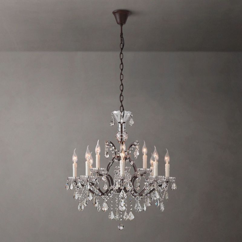 Rococo Vintage Crystal Round Chandelier 28"