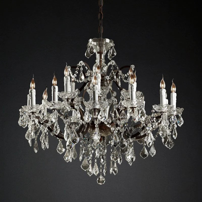 Rococo Vintage Crystal Round Chandelier 33"