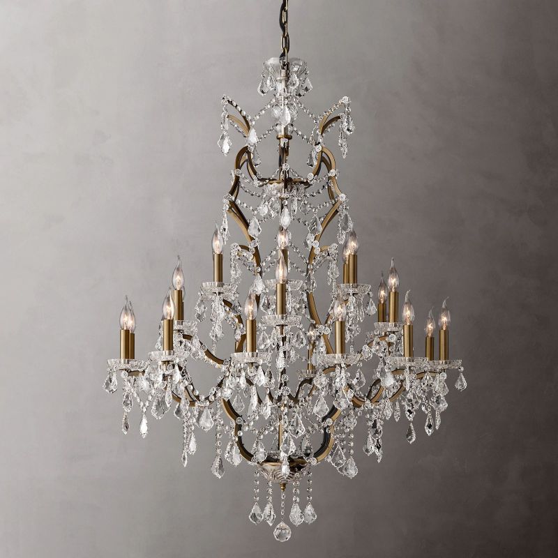Rococo Vintage Crystal Round Chandelier 40"