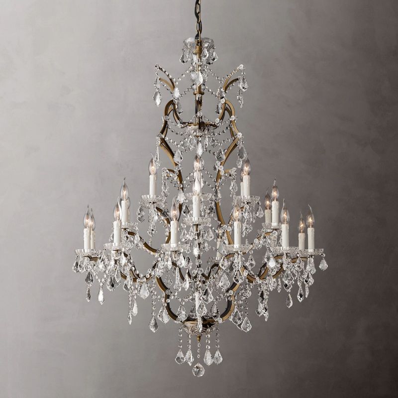 Rococo Vintage Crystal Round Chandelier 40"