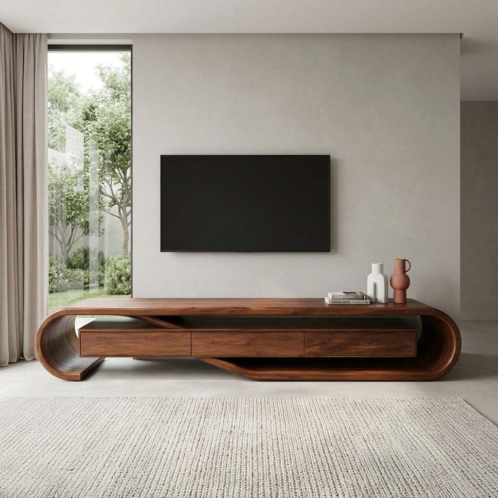 Contemporary Sculptural TV Stand For Living Room