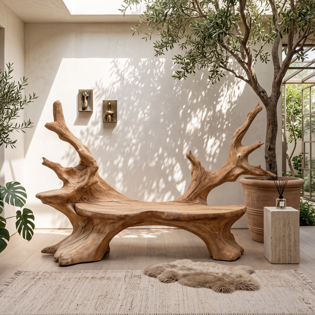 Mid Century Live Edge Bench For Elegant Living Room Accents