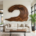 Organic Carved Wave Wall Art Above Sofa For Living Room