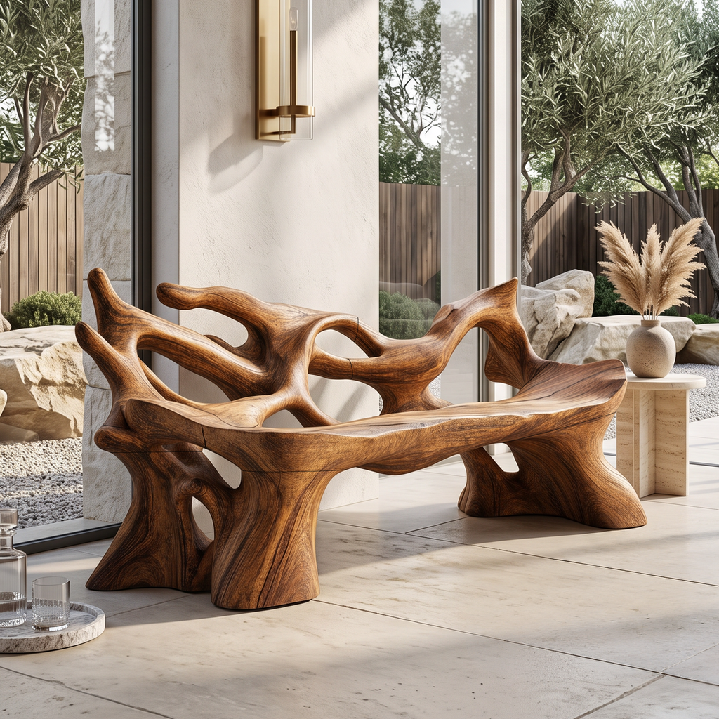Farmhouse Wooden Bench For Weather Resistant Patio Decor