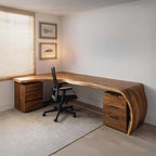 Minimalist Live Edge L Shaped Desk With Drawers For Workspace