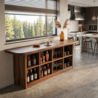 Wooden Bar Table With Storage For Compact Kitchen Or Coffee Bar