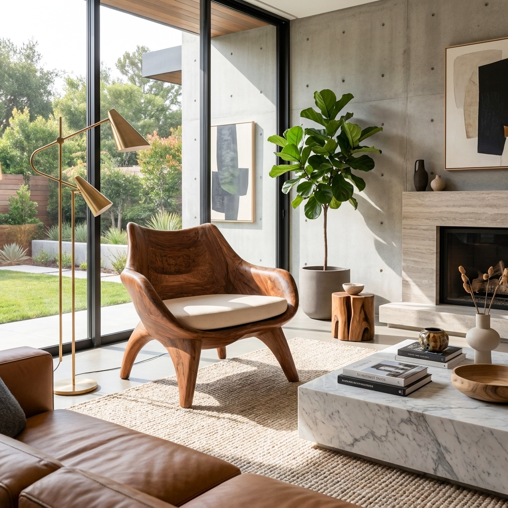 Modern Sculptural Lounge Chair For Living Room