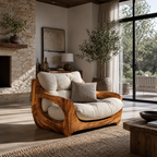 Modern Organic Lounge Seating With Carved Form For Living Room