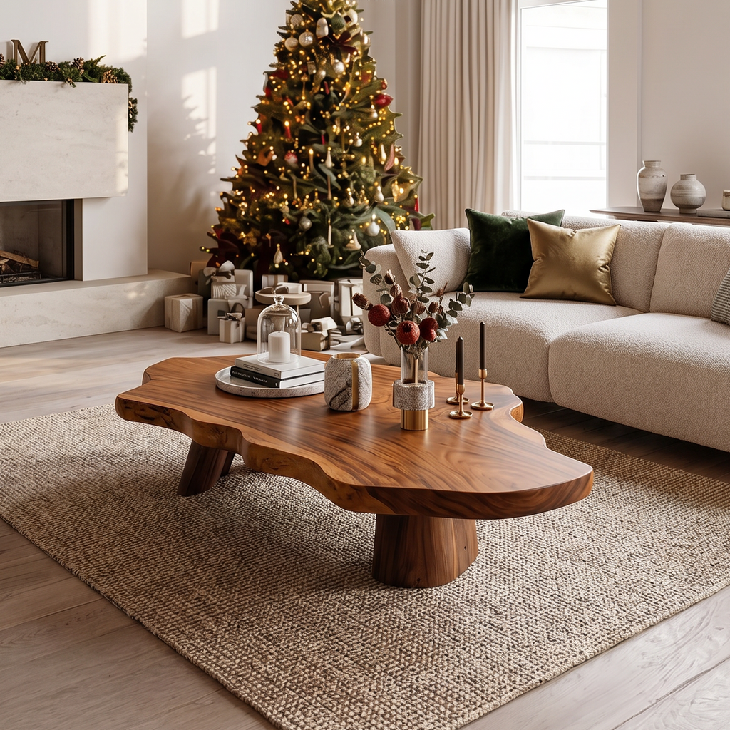 Mid Century Rustic Live Edge Coffee Table For Holiday Furniture