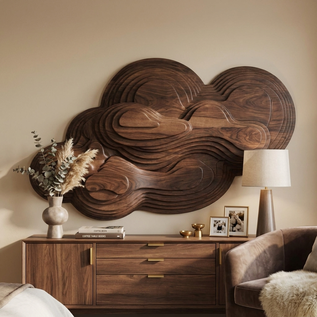 Organic Cloud Wall Sculpture With Layered Design For Bedroom