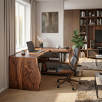 Modern L Shaped Wooden Desk With Bookshelf For Home Office Or Study