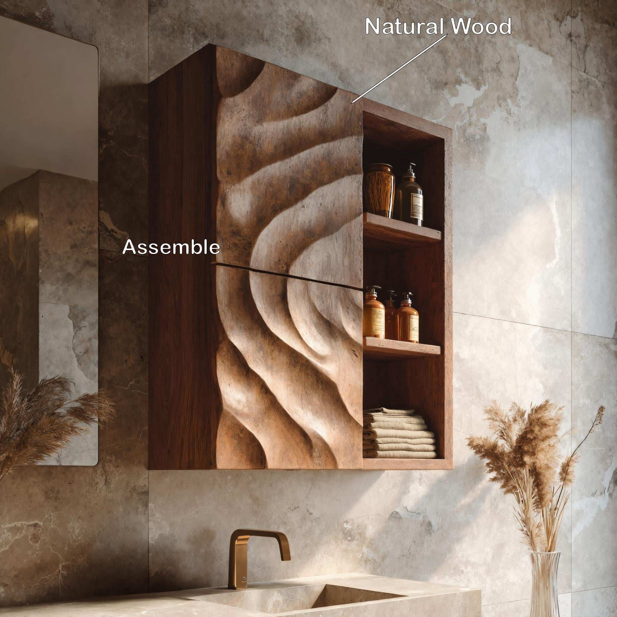 Statement Bathroom Cabinet Wave Doors Design For Modern Bathroom